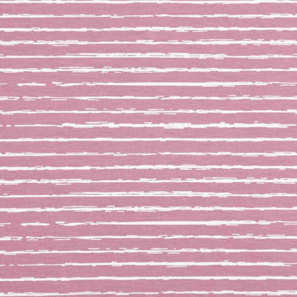 Jerseystoff Streifen blurry stripes, weiß altrosa