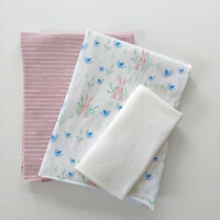 STOFFPAKET Jerseystoff Hasen Streifen, weiß...