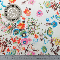 Baumwollstoff Batist Blumen Giardino Acquerello - orange...